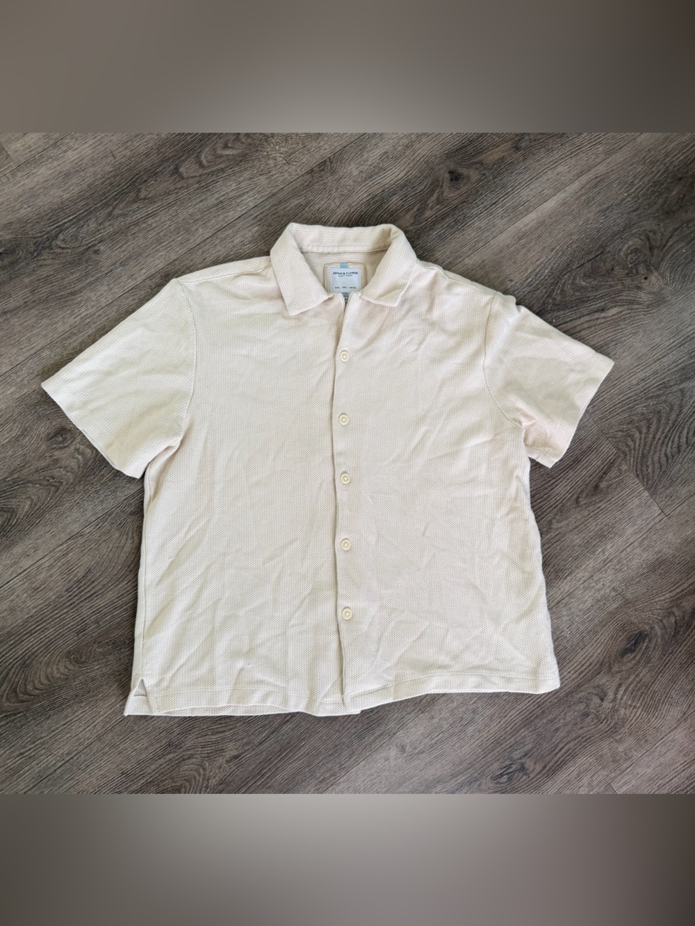 Denim & Flower Cream Knit Short Sleeve Top
